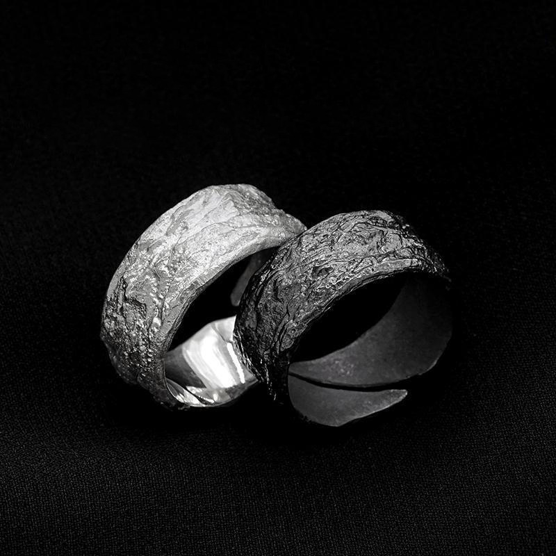 Men Accessories In Silver - Cincin lapisan batu antik kesalahan untuk