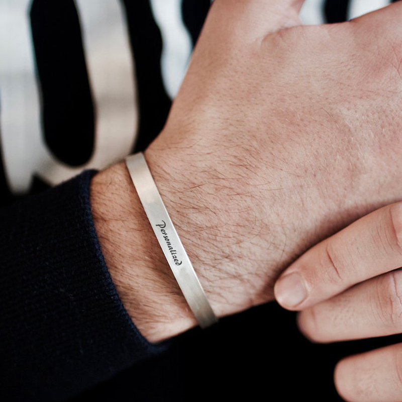 Men Accessories All - Gelang Manset Ukiran Gratis 4MM Hingga